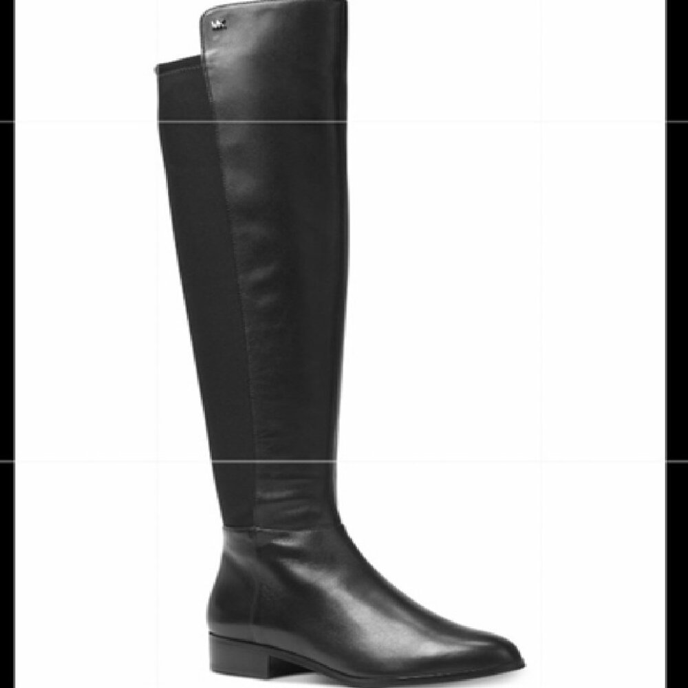 NWT Michael Kors Bromley Boots Womens Size 5 Over The Knee Black Leather Zip NEW